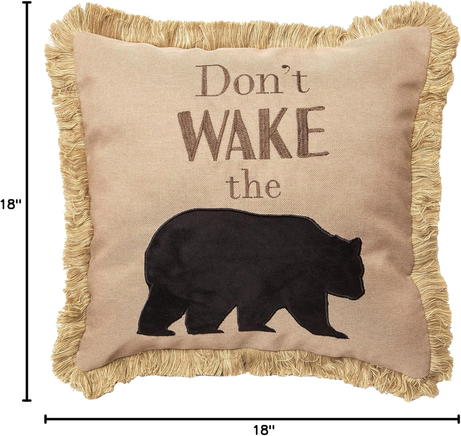 Carstens, Inc. Don't Wake The Bear Rustic Cabin Throw Pillow 18x18
