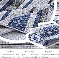 Vista 79 de Homzard King Size Quilt Set, Grey White Snowflake Striped Comforter Set,Cotton Gray Bedspread King Size, Lightweight Comforter Fall Bedding 3 Piece