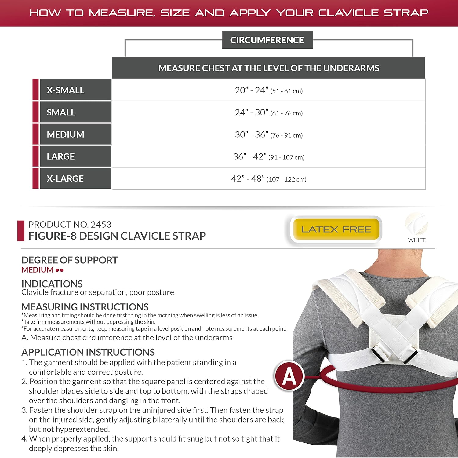 OTC Clavicle Strap, Adjustable Figure-8 Style, Shoulder Support, Medium : Health & Household