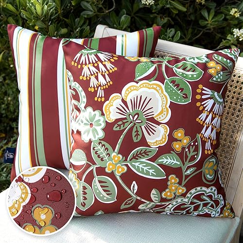 Phantoscope Paquete de 2 fundas decorativas impermeables para cojín adecuadas para exteriores, interiores, patio, sillón, tienda de campaña, parque