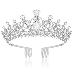 Papoopy Tiara Crown for Women, Headband Hair Accessories for Birthday Wedding Party Costume Silver
