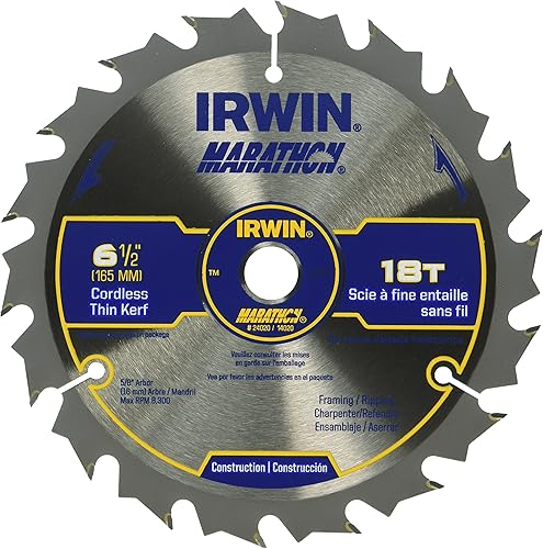 IRWIN Tools MARATHON - Hoja de sierra circular inalámbrica de carburo, 6 12 pulgadas, 18T (24020)