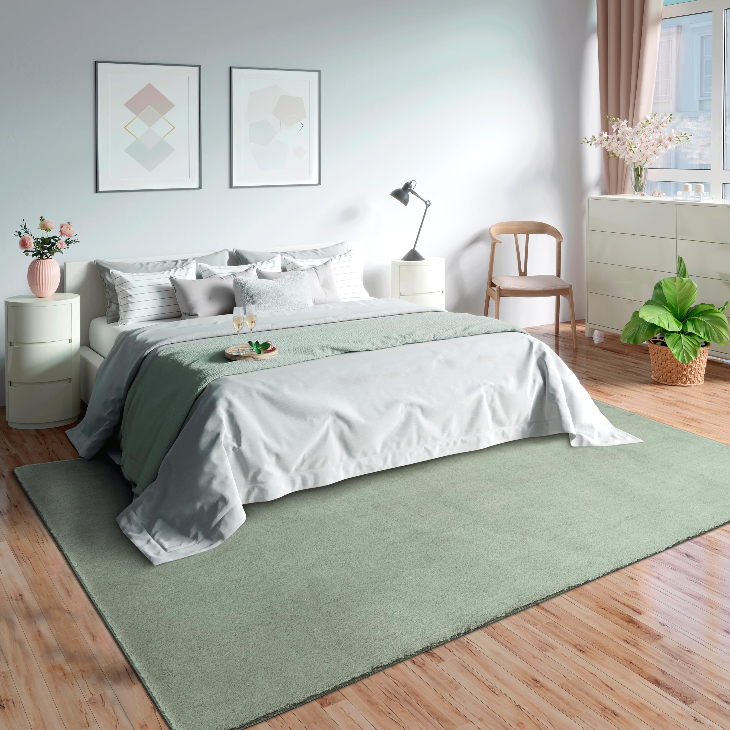 Mia's Teppiche Olivia Living Room/Bedroom Rug - washable - Green - 80 x 150 cm