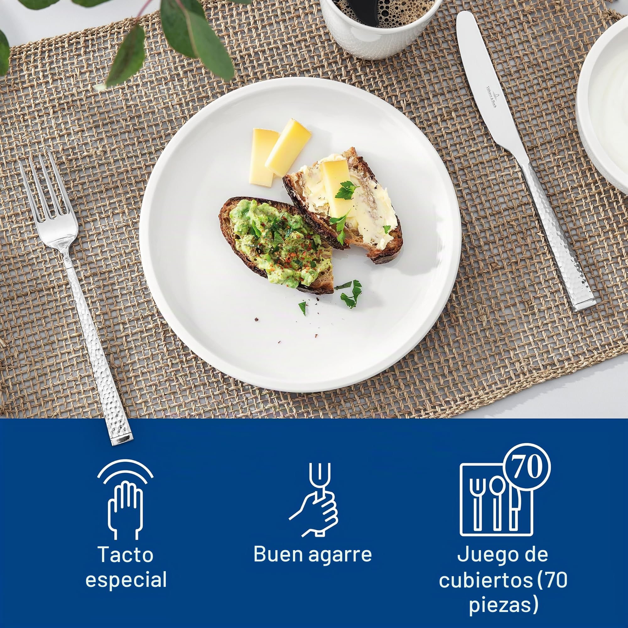Villeroy & Boch - Blacksmith Cubertería de 70 Piezas para 12 Personas, Apto para Lavavajillas, Set Cubiertos, Acero Inoxidable