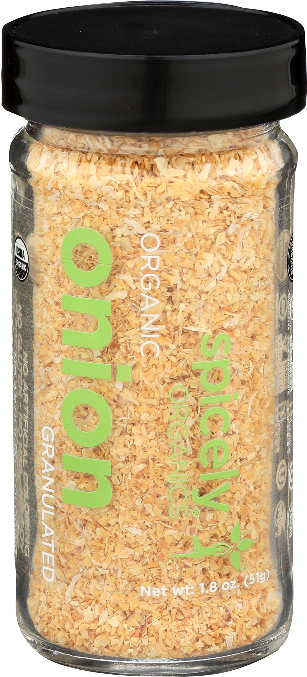 Spicely Organic Onion Granulates 1.80 Ounce Jar Certified Gluten FreeUSDA Organic