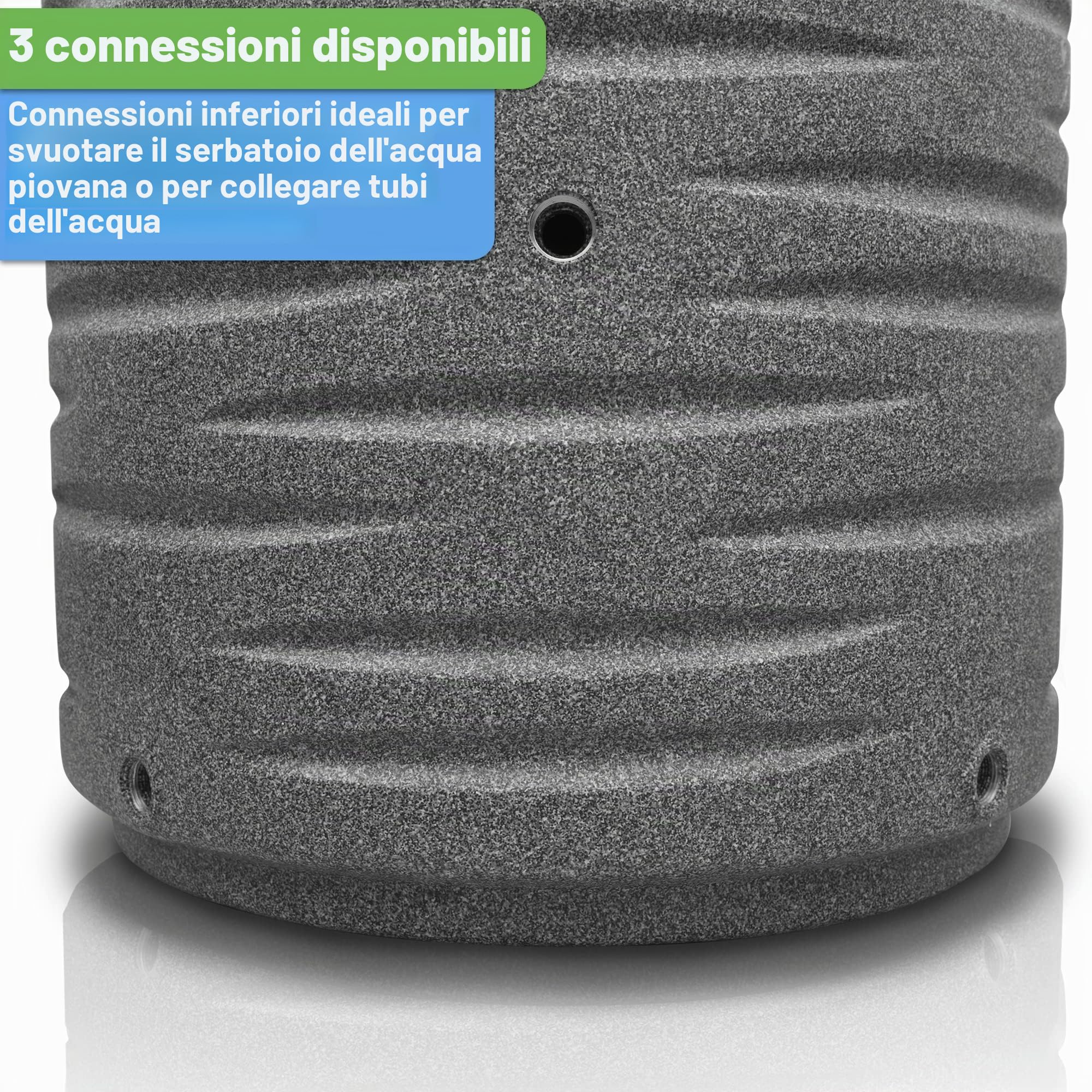 Yourcasa Serbatoio acqua 290 litri [Qualità premium] in plastica resistente al gelo – La filettatura per il collegamento è in metallo - Cisterna acqua piovana con coperchio (grigio)