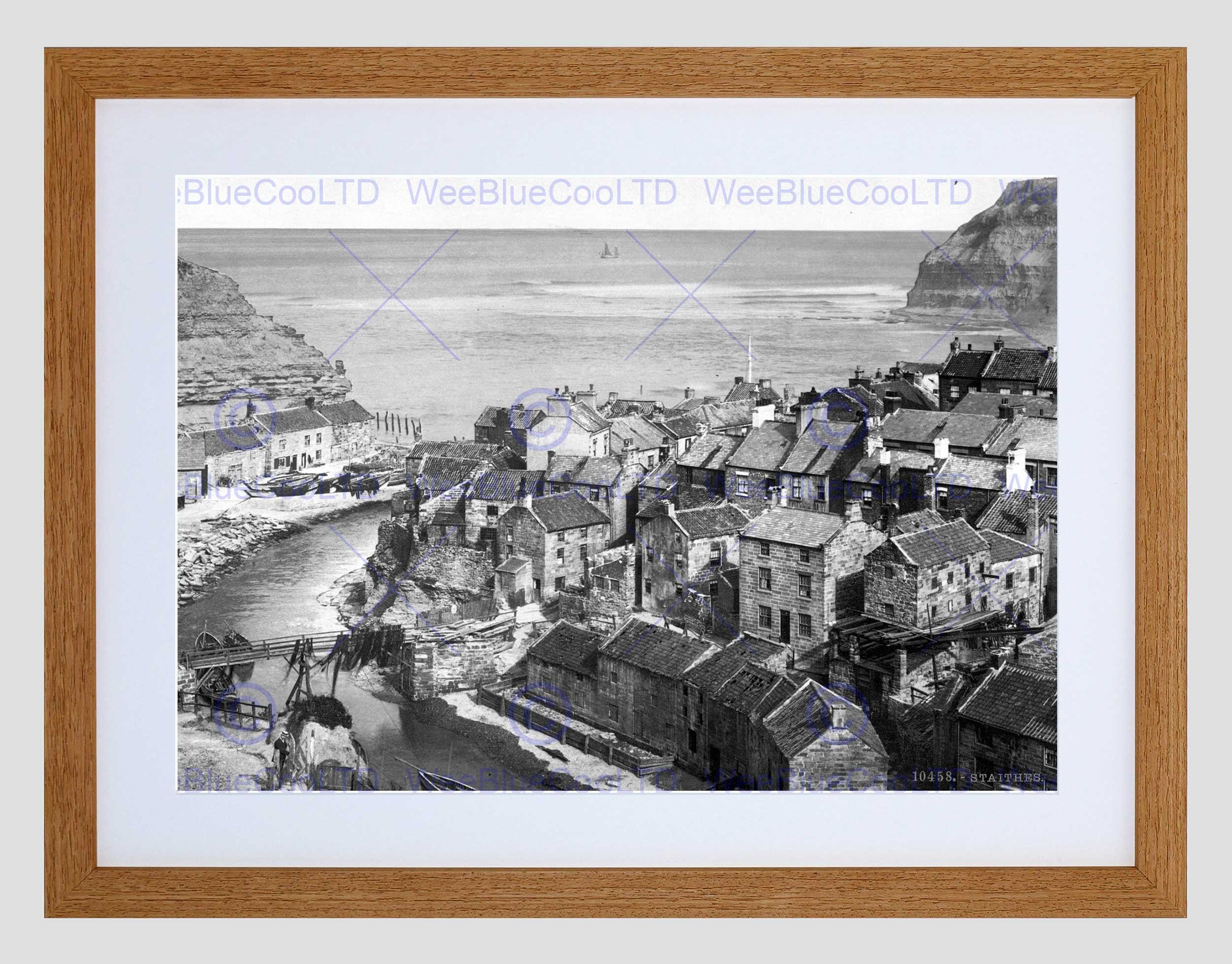Wee Blue Coo Whitby Staithes Yorkshire England Old BW Picture Framed Wall Art Print
