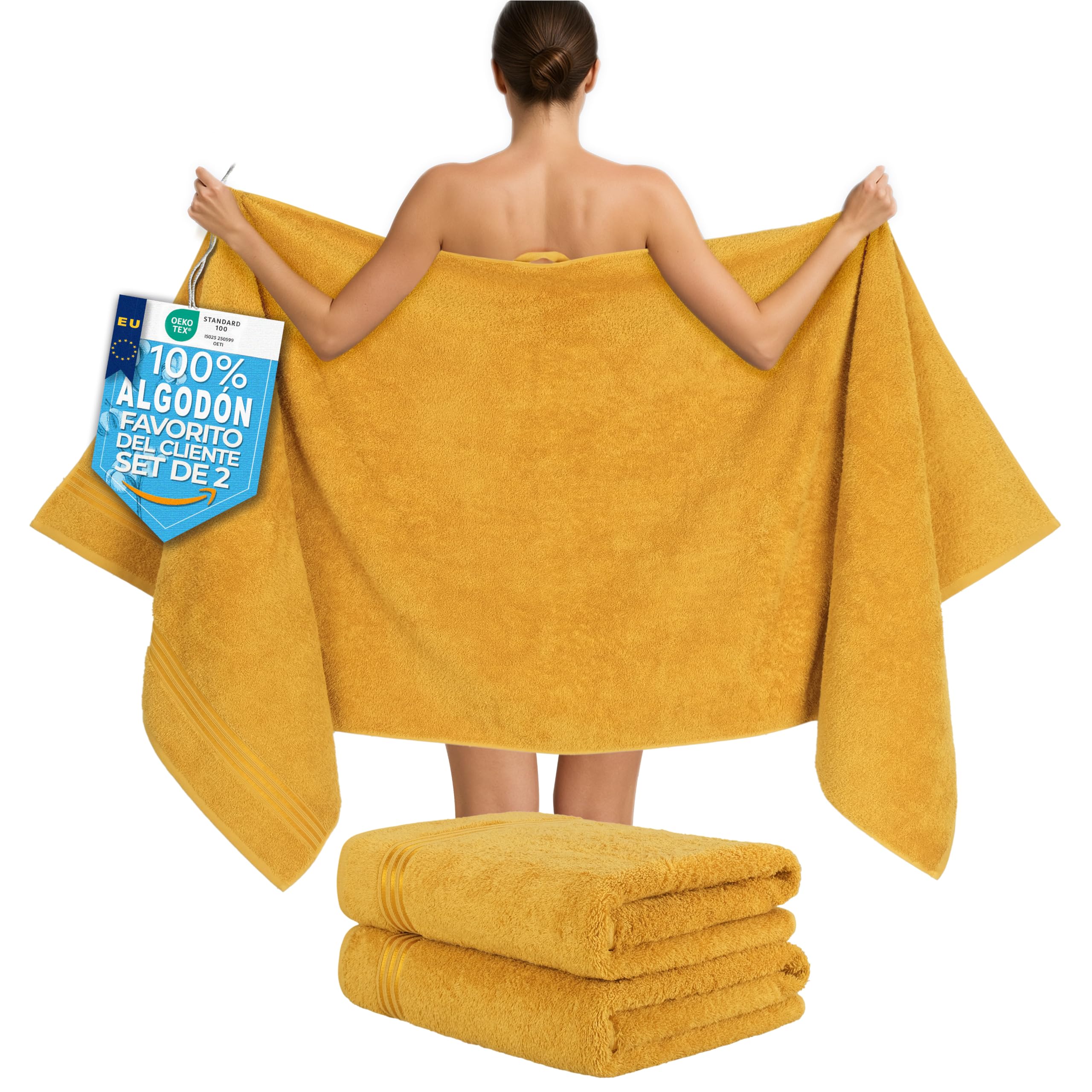 Toallas de sauna 100% algodón rizo con certificado Oeko-Tex suave y absorbente