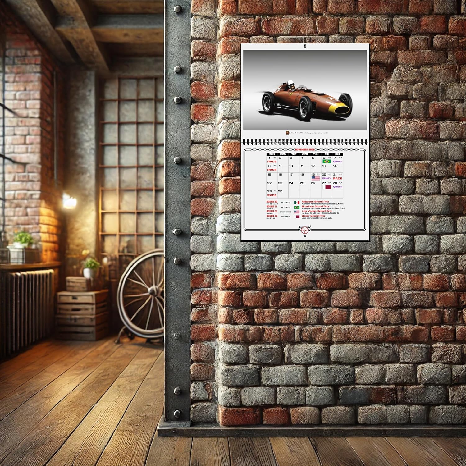 2026 Motorsports Wall Calendar | Full Formula Racing Schedule for All Races | Arts of Legendary Drivers & Cars | Best Home, Office, Garage Décor Gift for F1 Fans - Image 6