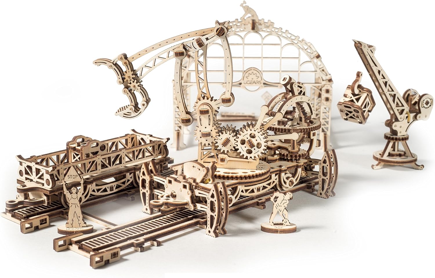 UGEARS Mechanical Town Series Rail Mounted Manipulator Mechanical Wooden Model Kit 3D Puzzle Assembly