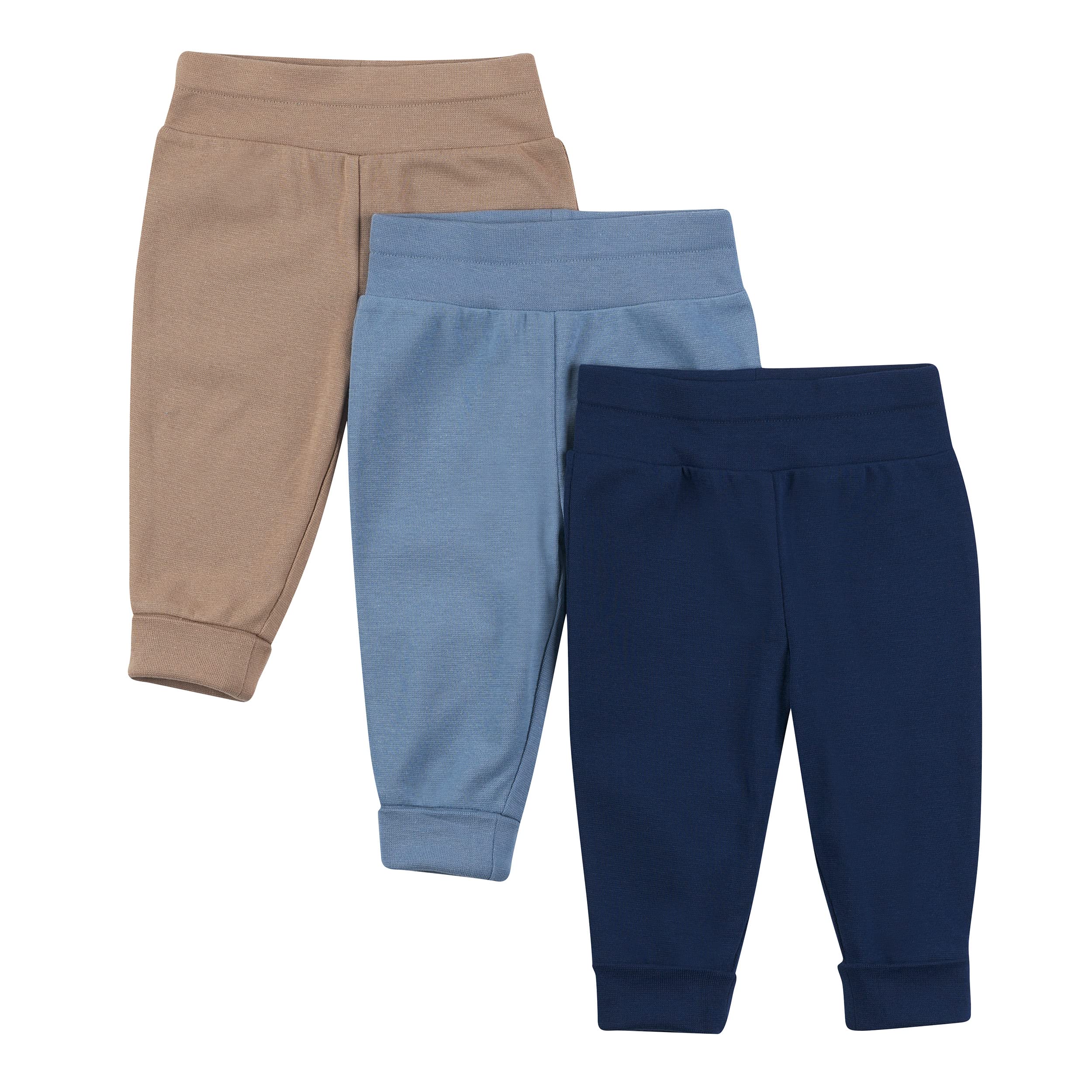 HanesPants, Flexy Soft Knit Pull-on Sweatpants, Stretch Joggers for Babies & Toddlers, 3-Pack
