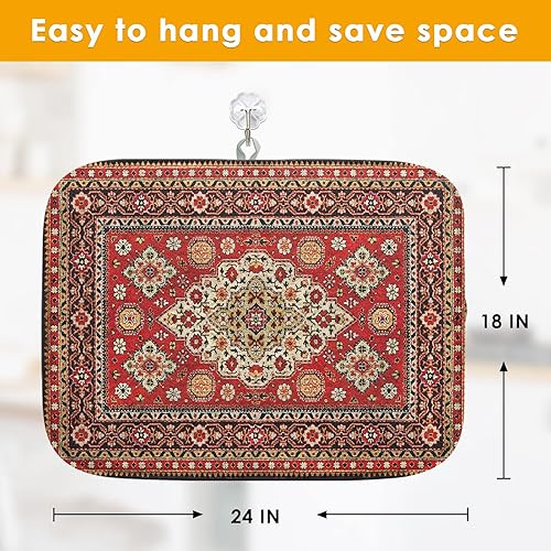 Miniatura 2 de Tapete para secar platos, almohadilla de microfibra absorbente turca marroquí roja real para decoración de encimera de cocina, resistente al calor y