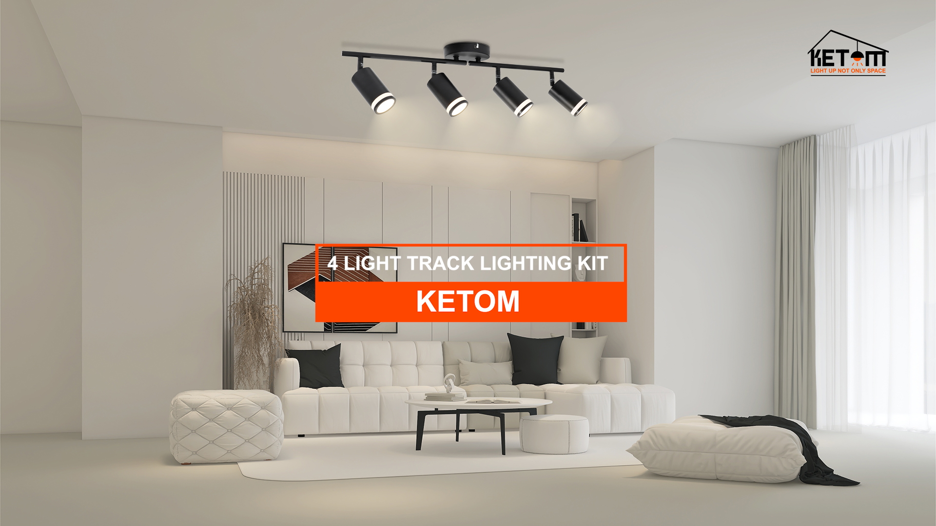 Ketom 4-Light Track Lighting Fixtures Ceiling, GU10 Black