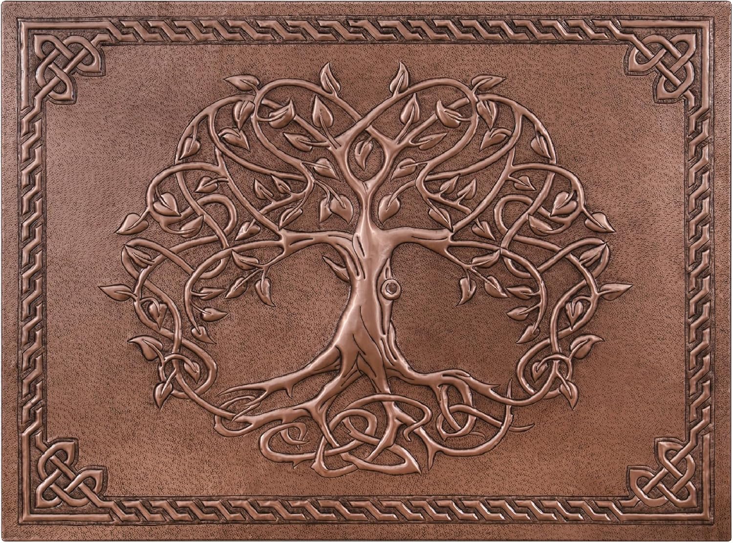 Kitchen Backsplash, Sacred Tree with Celtic Border Copper Backsplash, Custom Copper Backsplash Panel, Handmade Copper Backsplash Tile, Indoor Outdoor Wall Decor (Copper)