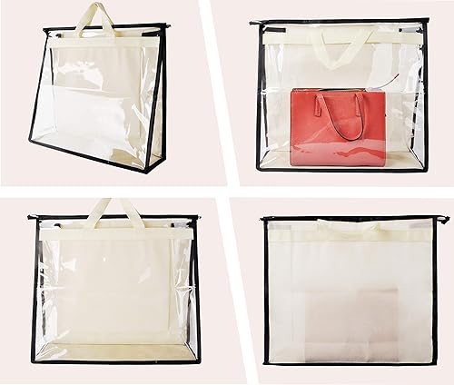 Miniatura 4 de Vercord Bolsa de PVC transparente sin polvo, bolsa de almacenamiento a prueba de humedad, organizador con asa y cremallera, soporte para ahorrar