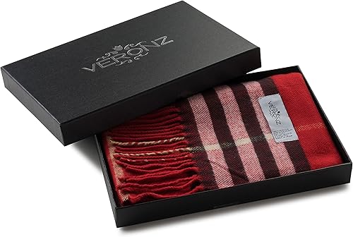 Miniatura 57 de Veronz - Bufanda clásica de invierno muy suave de aspecto lujoso y sensación de cachemira con caja de regalo Regalo a cuadros rosa y marrón