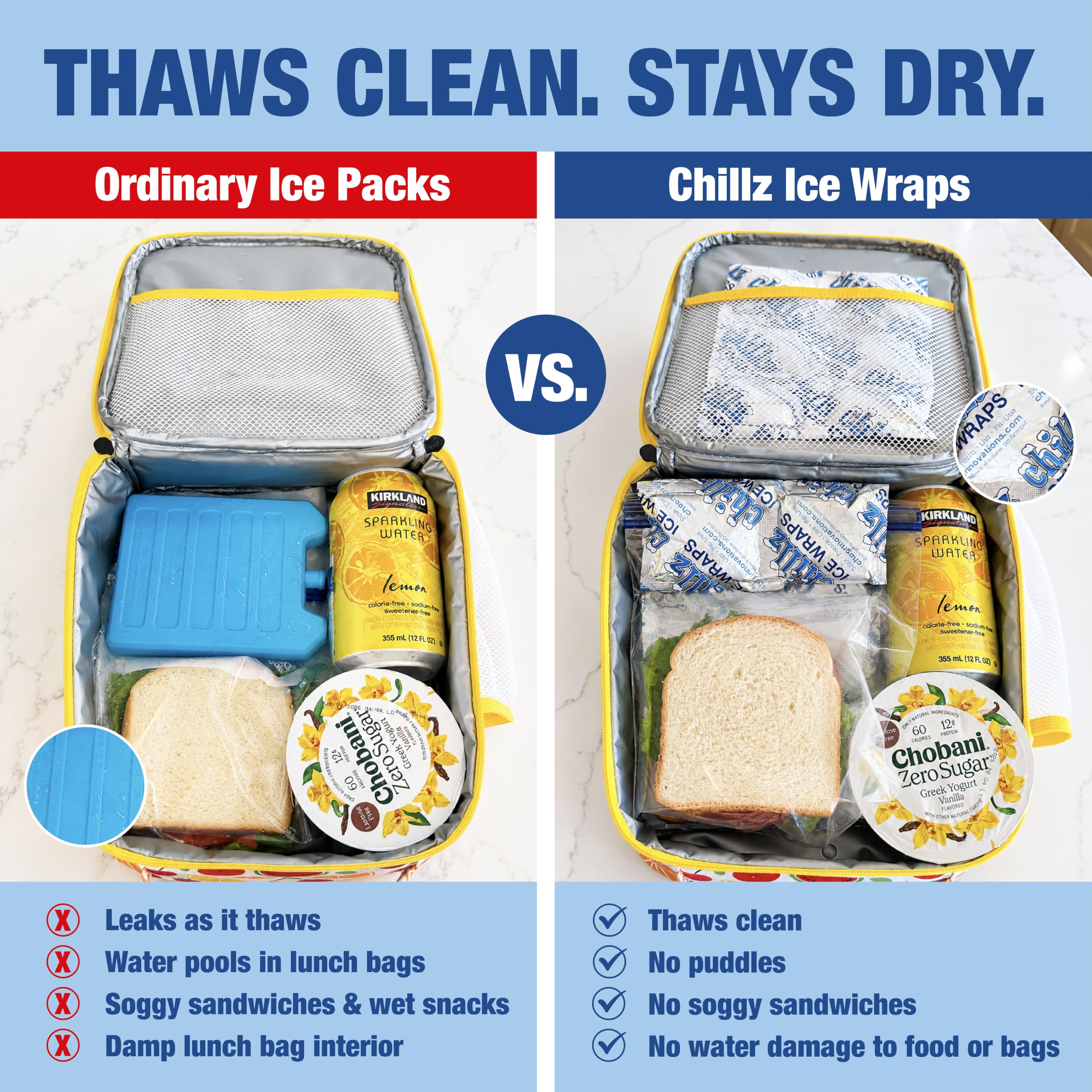 Chillz Lot de 20 feuilles de glace flexibles et réutilisables, durables pour glacières, kits de déjeuner et thérapie glacée (10-6, 5-12 et 5-24), violet floral,