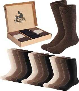 10 Pares de Calcetines de Hombre – Comfort & Business – Gran Set para Deporte y Uso Diario – Modelos para Traje en Caja de Presentación – Algodón Negro, Marrón y Beige