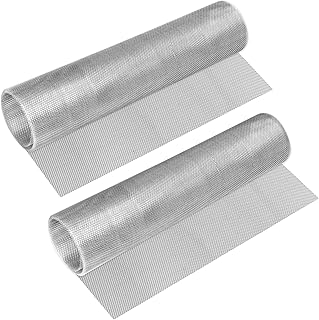 2 Rolls – 304 Stainless Steel Woven Wire Mesh,ANGELIOX 20 Mesh Air Vent Mesh 12”x45”(31cm x 115cm) 1MM Hole Metal Mesh Sheet for Home and Garden, Animal Cage Net Mesh,Window Mesh