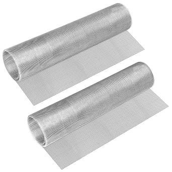2 Rolls - 304 Stainless Steel Woven Wire Mesh,ANGELIOX 20 Mesh Air Vent Mesh 12x4531cm x 115cm 1MM Hole Metal Mesh Sheet for Home and Garden, Animal Cage Net Mesh,Window Mesh