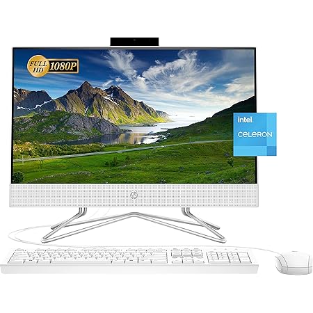HP 2022 Newest All-in-One Desktop, 21.5" FHD Display, Intel Celeron J4025 Processor, 16GB RAM, 512GB PCIe SSD, Webcam, HDMI, RJ-45, Wired Keyboard&Mouse, WiFi, Windows 11 Home, White