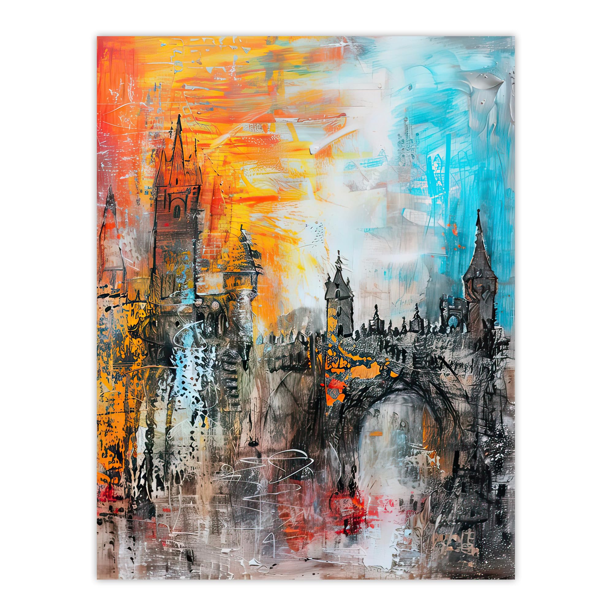 Artery8 Alnwick Castle Modern Artwork Northumberland Living Room Extra Large XL Wall Art Poster Print
