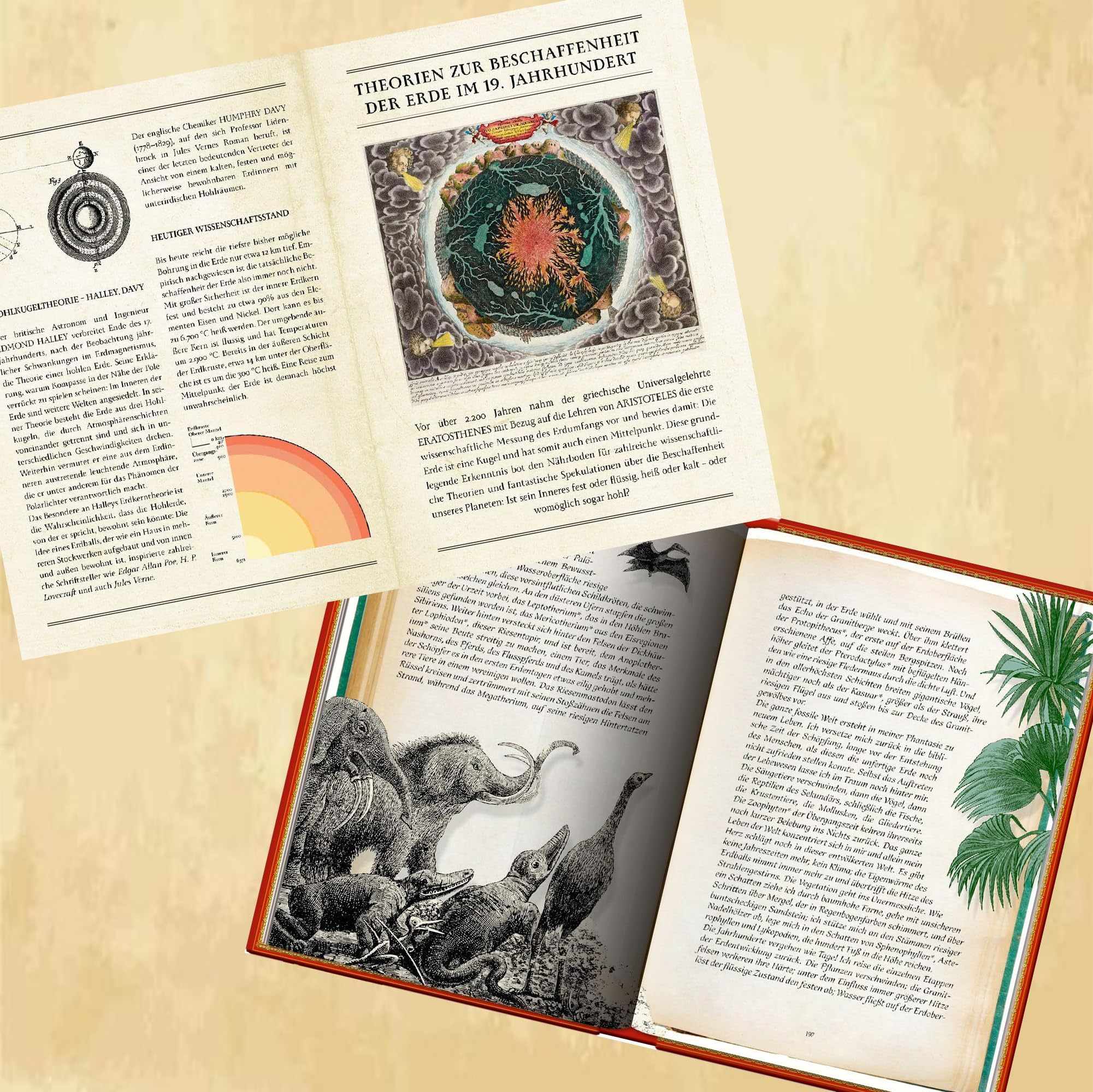 Jules Verne Buch-Set – 3 Große Schmuckausgaben: "Reise zum Mittelpunkt der Erde", "In 80 Tagen um die Welt" & "20.000 Meilen unter den Meeren" + Page Overlay - Klassiker in Hardcover Edition