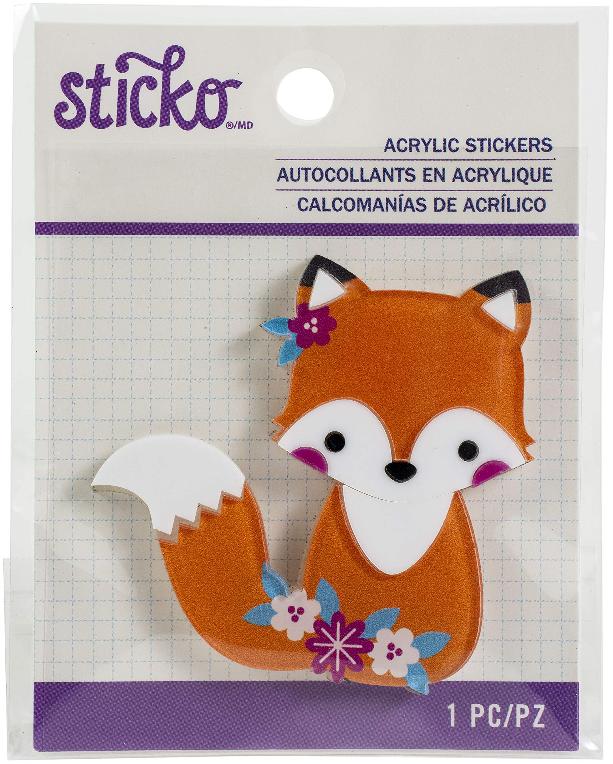 STICKO/AMERICAN CRAFTS STICKO ACRYLIC STCKR FOX FLWRS, Fox & Flowers