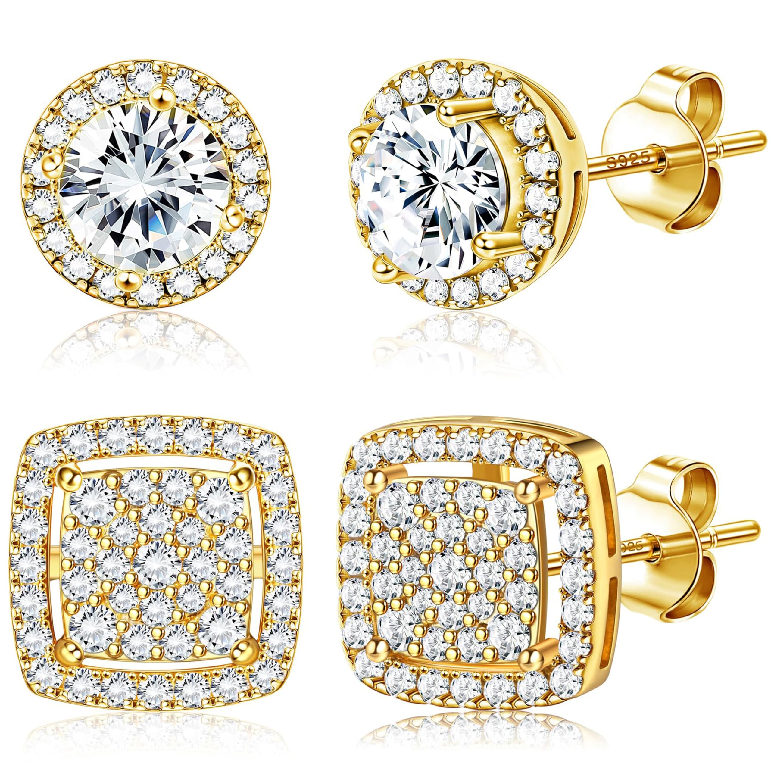 Roheafer Ohrringe Set - 3-4 Paare 925 Sterling Silber Ohrrin