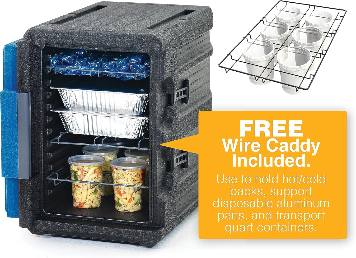 METRO Mightylite ML400-BU Front-Loading Insulated Pan Carrier - Professional-Grade Multipurpose Food Carrier and Catering Food Warmer - 60 qt or 6 Pan Capacity - Blue