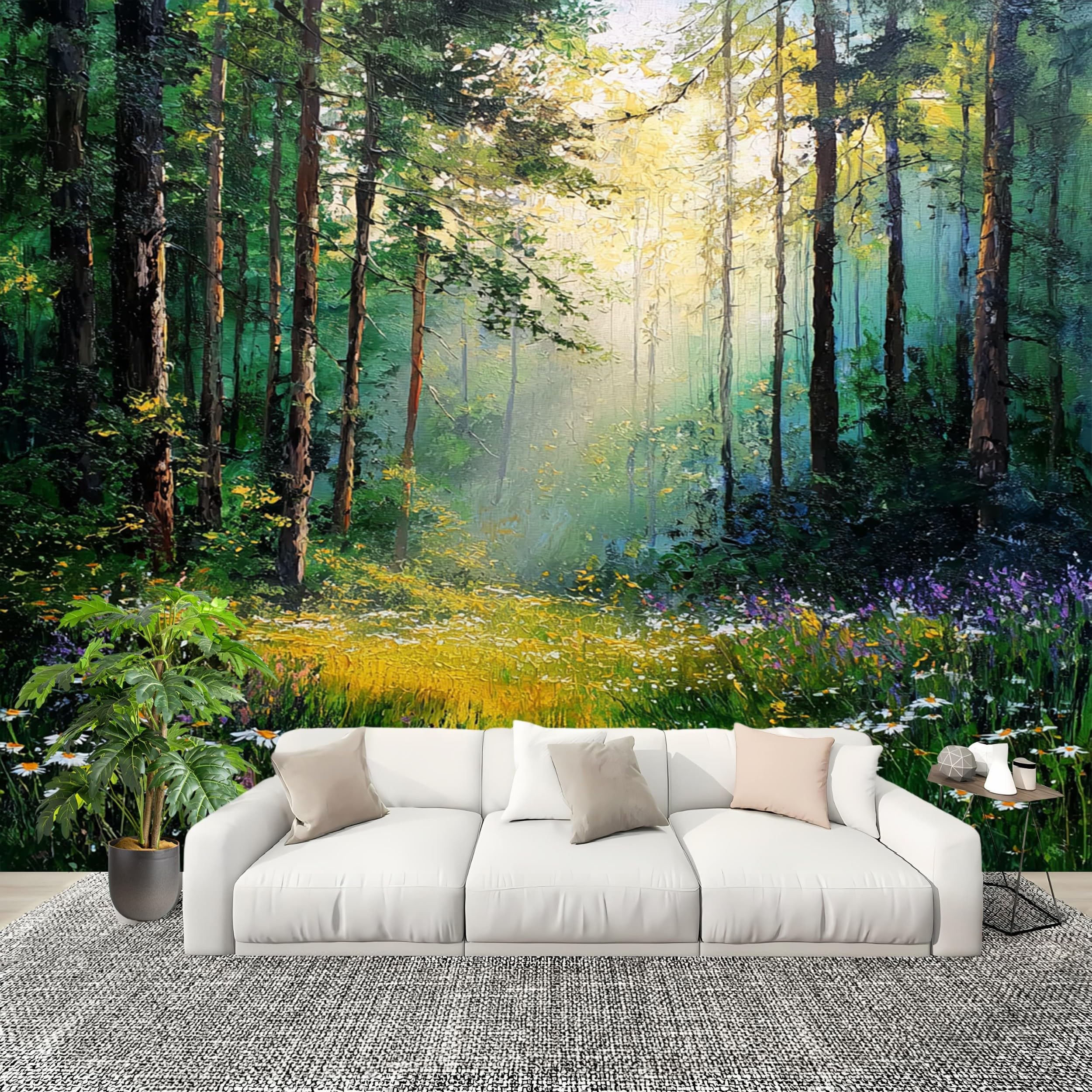 Papier peint panoramique jungle haut de gamme intissé vert paysage de prestige