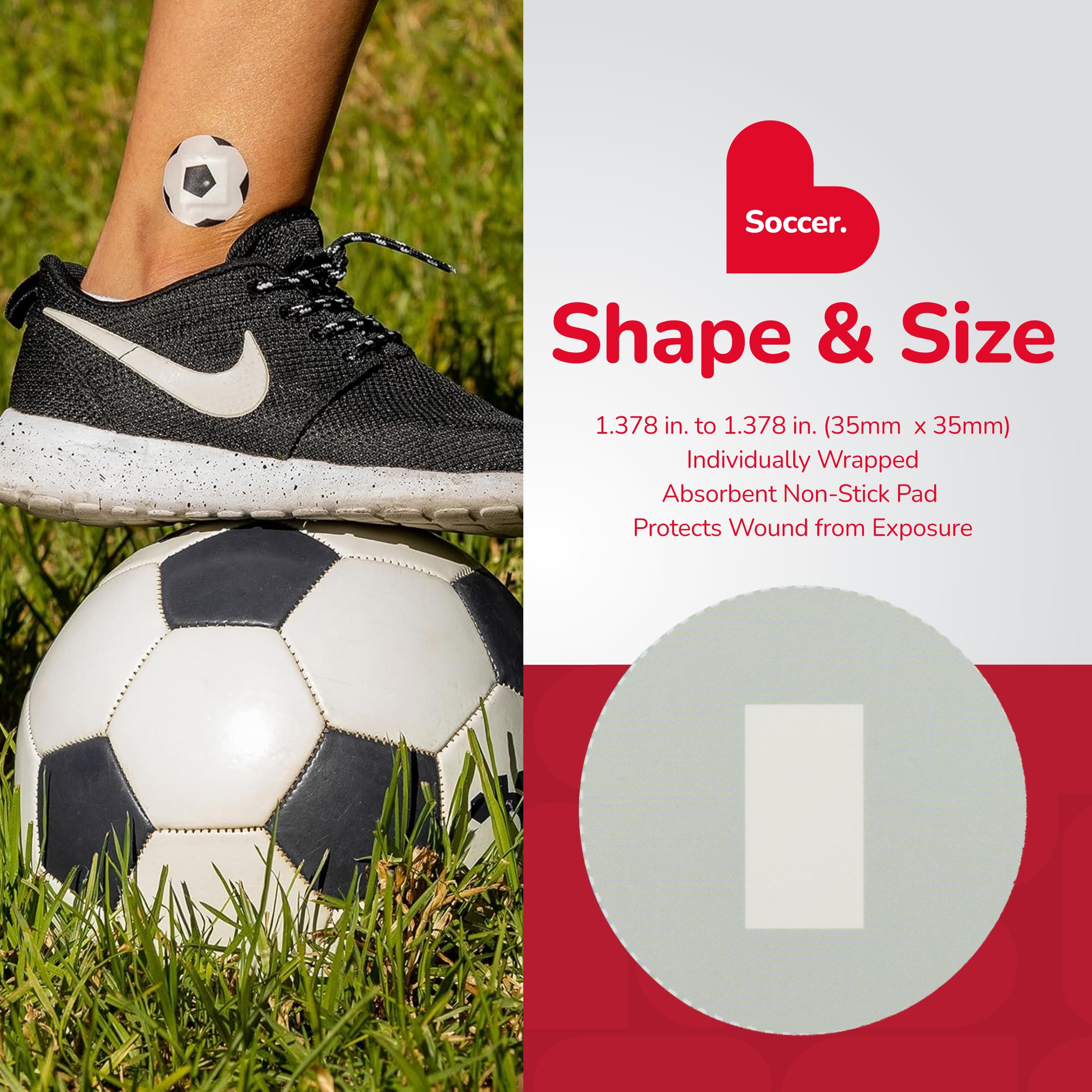 Venditas autoadhesivas con forma de balón de fútbol, estériles y sin látex para el cuidado de heridas, suministros divertidos para botiquín de primeros auxilios de los niños - 50 unidades 4