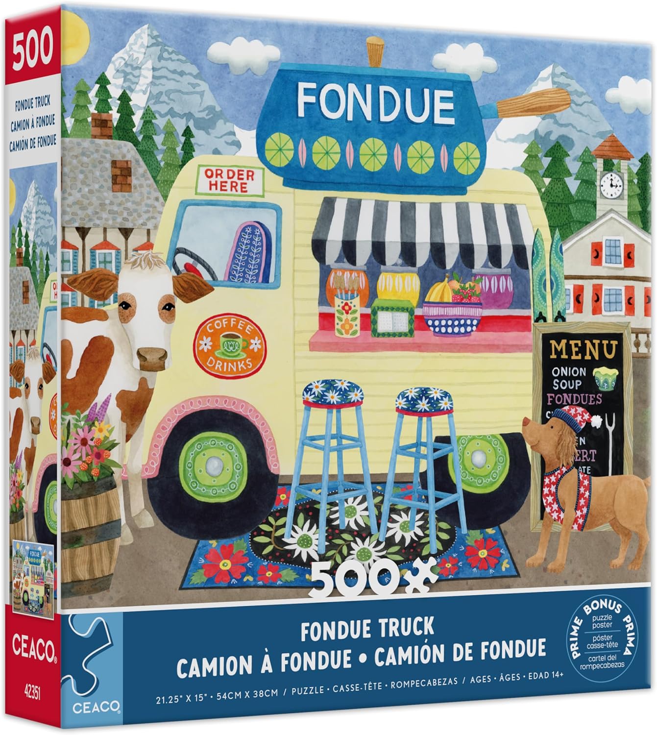 Ceaco - Stephanie Peterson Jones - Fondue Truck - 500 Piece Puzzle for Adults - Challenging and Perfect for Game Nights - Finished Puzzle Size 21.25 x 15