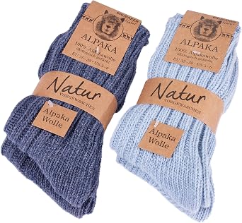 BRUBAKER Warm Alpaca Socks for Men or Women - 4 Pairs