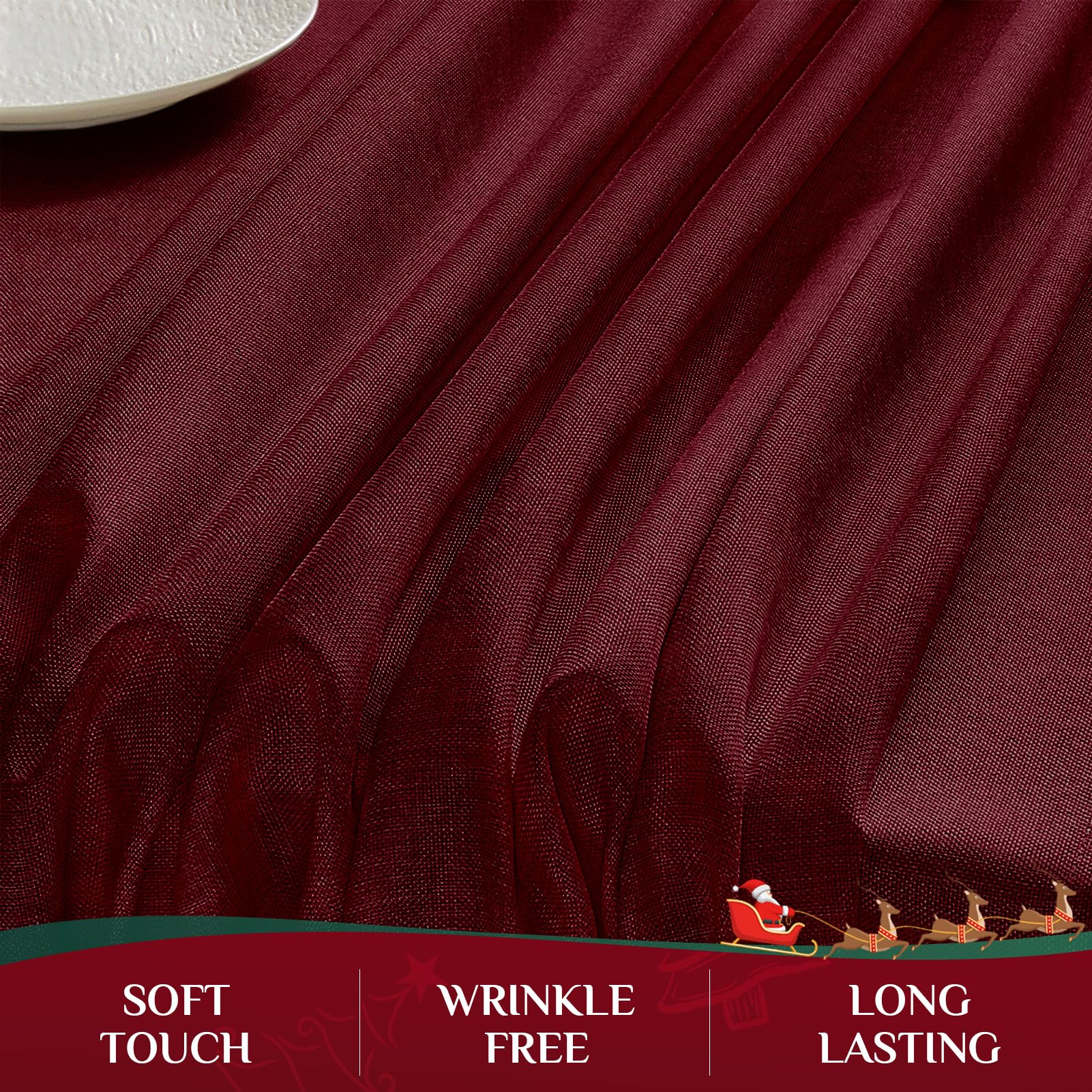 Softalker Tovaglia natale elegante 140x100 cm quadrata centrotavola Tovaglia antimacchia moderna rosso Tovaglie in finto lino decorativa per natalizia, esterno feste, compleanno, cucina, 1 pezzo