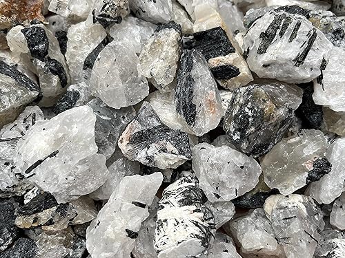 Miniatura 7 de Al por mayor turmalina negra cruda con cristales de cuarzo, turmalina negra natural con piedra de cuarzo, cuarzo turmalina negro áspero, cristales