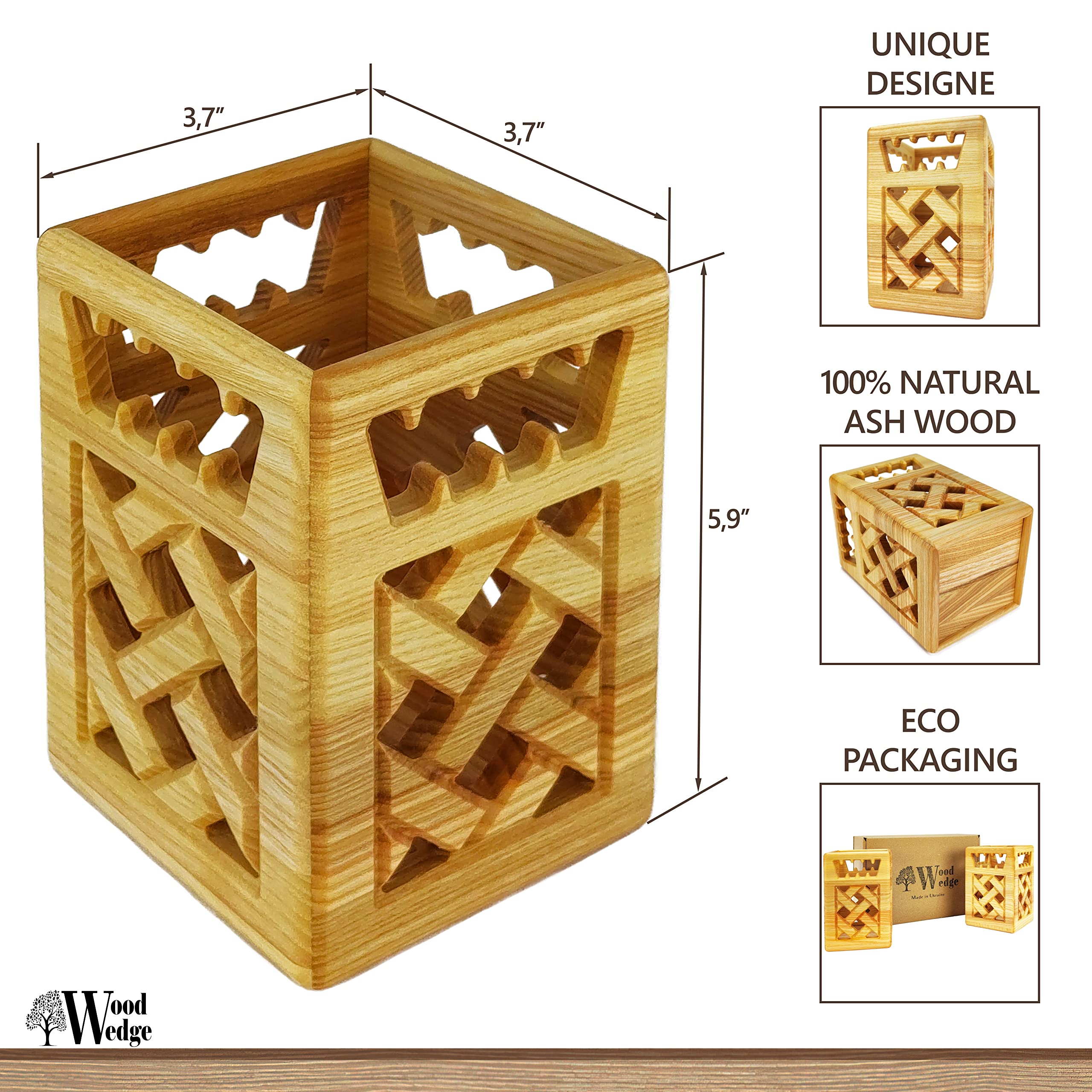 Wood Wedge Premium Utensil Holder - Image 2