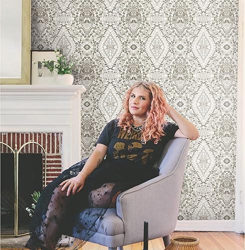 Miniatura 2 de Mr. Kate Papel tapiz de flores secas Kaleidoscope Peel and Stick, RMK12320RL, rosa, morado