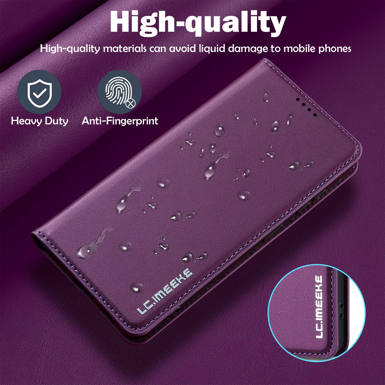 Custodia a portafoglio per Samsung Galaxy s26 plus, in pelle PU, chiusura magnetica, con supporto per carte di credito, supporto antiurto per Samsung s26 plus (Viola)