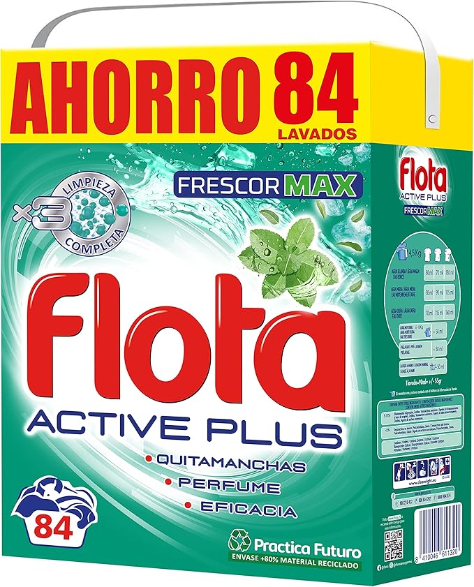 Detergente en Polvo Flota Active Plus Maleta con 84 Cacitos