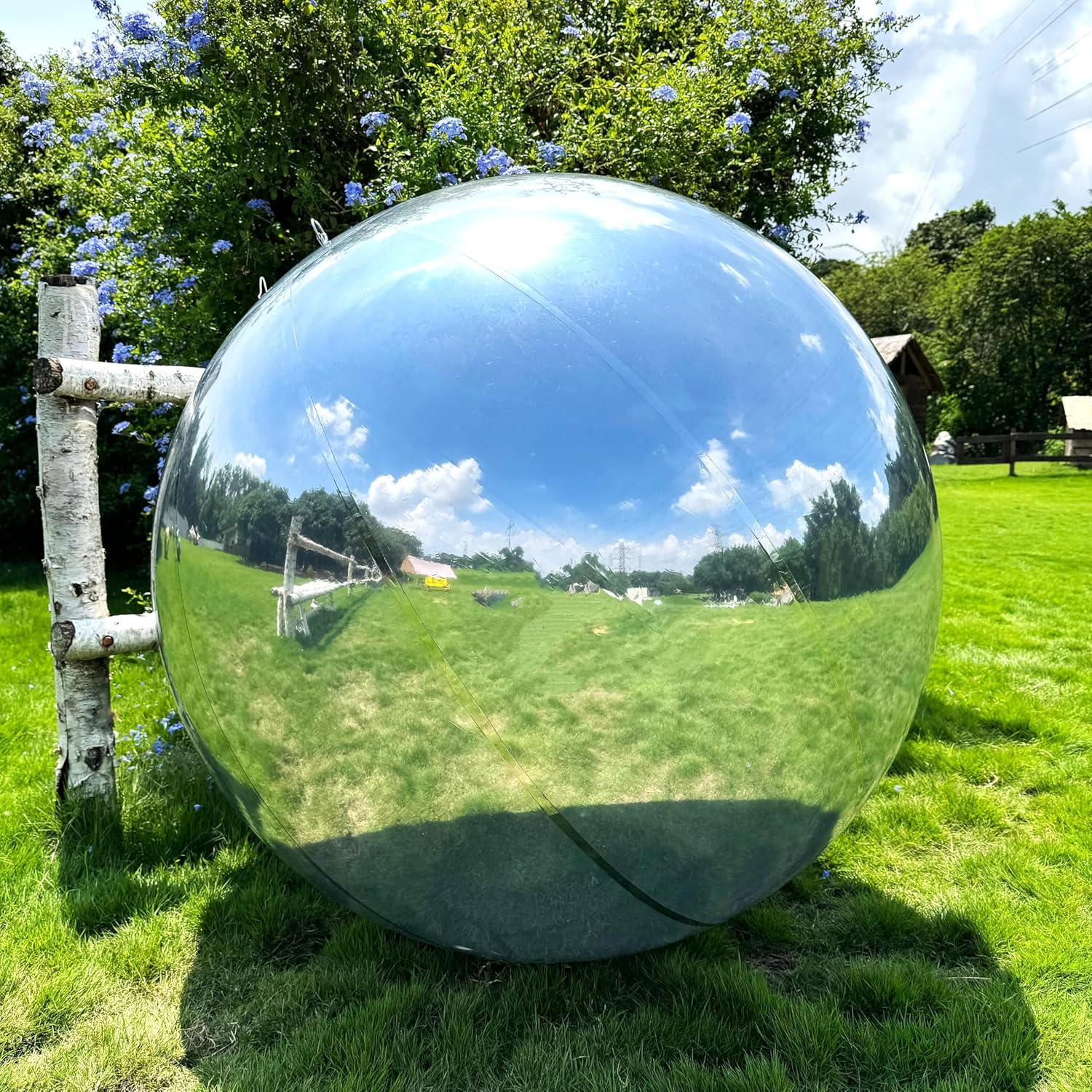 Silver Inflatable Mirror Ball, Big Shinny Mirror Balls Reusable Large PVC Disco Ball Balloon for Large Event Decoration, Party, Concerts, Stage, Wedding Decor, Without Air Pump(2 Pcs, 59in)