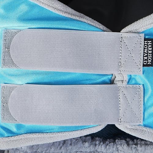 Vista 120 de Harrison Howard CareMaster Pro - Máscara luminosa para mosca de caballo, gran espacio para los ojos, nariz larga con orejas, protección UV para Azul