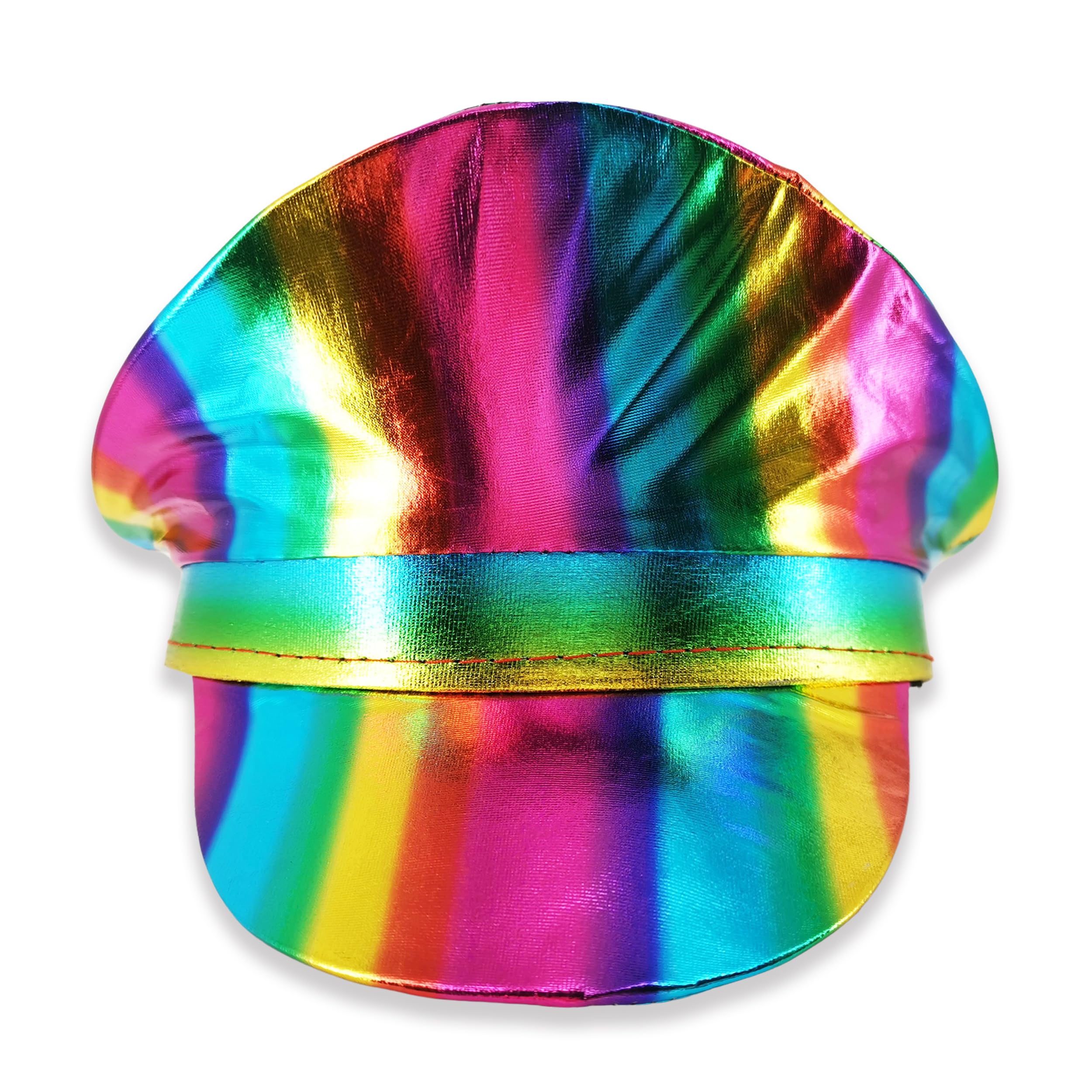 Pohotobooth Props Ltd Party Captain Police Hat – Fancy Dress Nautical Party Accessory for Hen Do, Stag Night, Halloween, Festivals, Pride, Beach & Themed Event (Rainbow Holographic Pride Edition)