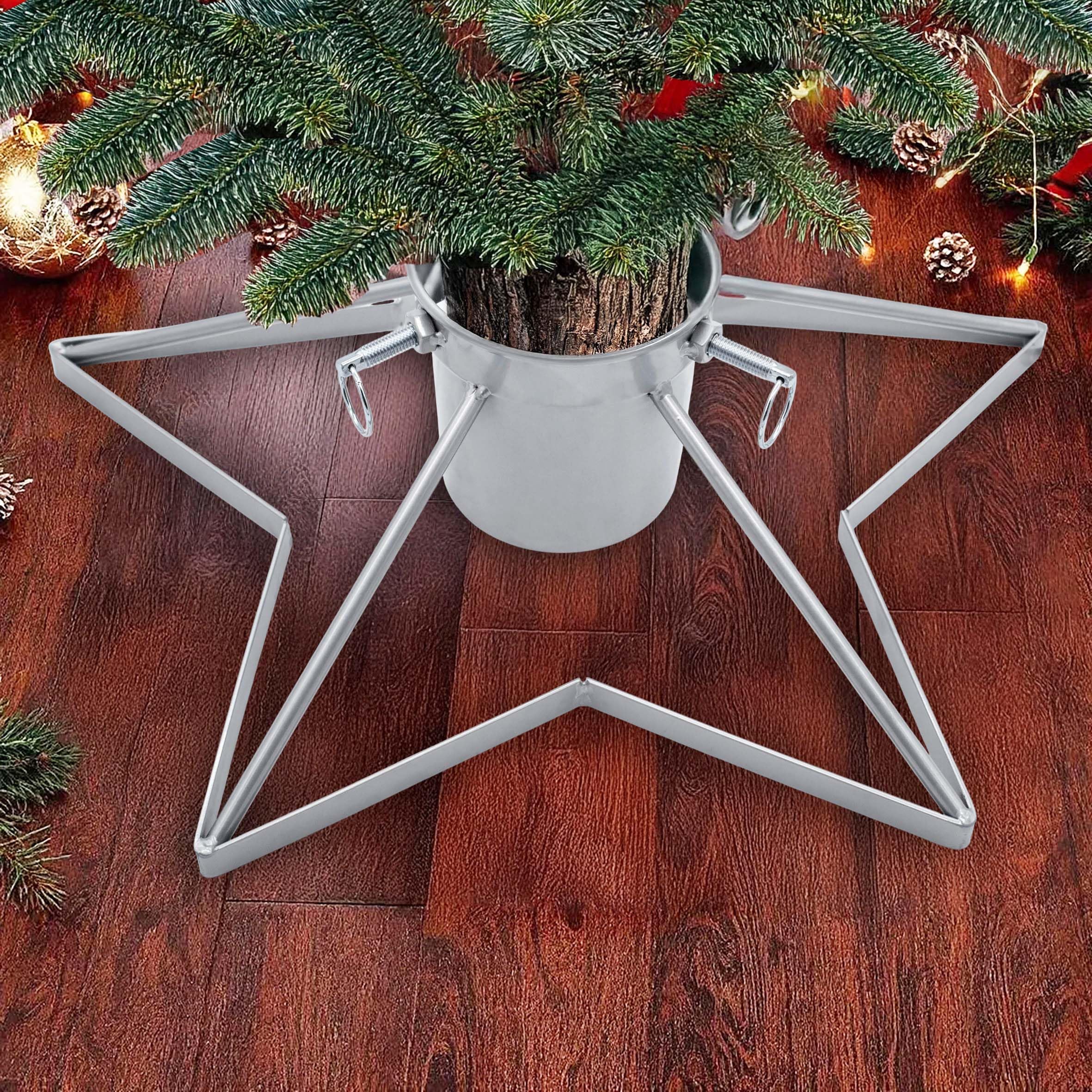 Spetebo Stern Weihnachtsbaum Ständer aus Metall Silber - 49 cm