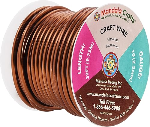 Vista 133 de Mandala Crafts Alambre de aluminio anodizado de calibre 8 para hacer joyas, alambre neutro flexible de color de 128 pies, flexible y flexible