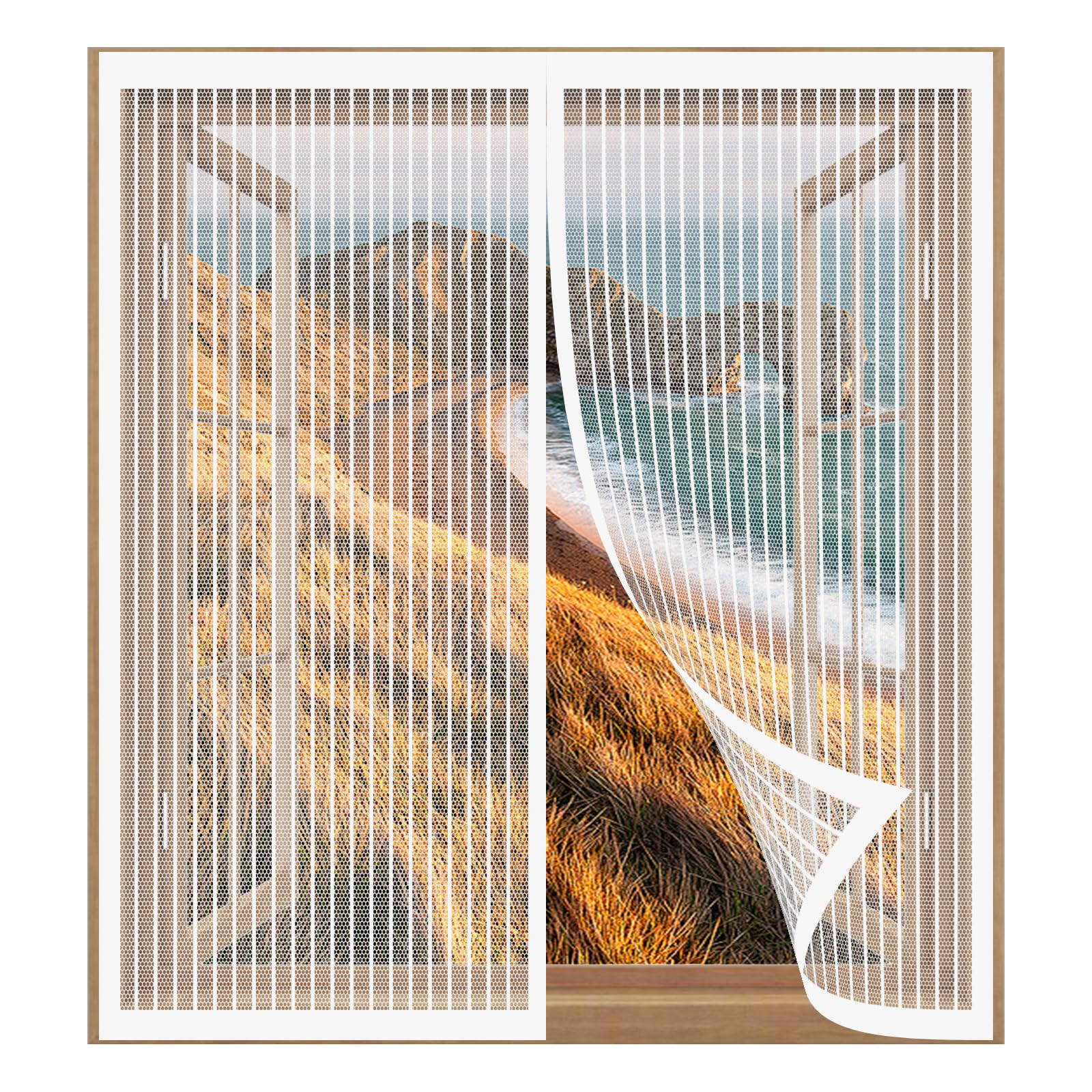 Magnetic Screen Door 53 x 135 cm Easy Installation No Drilling Or Screwing Fly Screen Net for Windows Nets to Keep Bugs Out, White