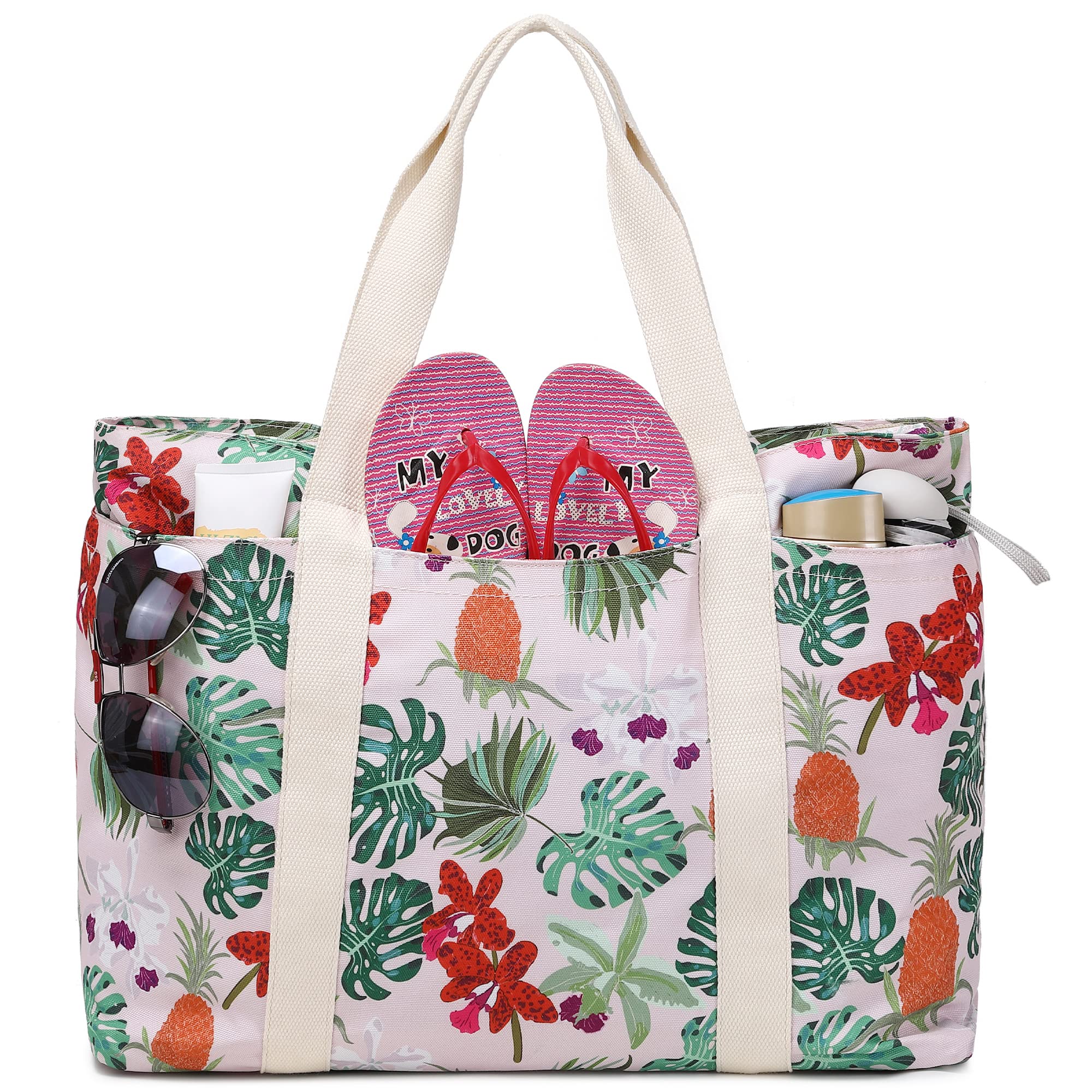 MakukkeBolso de Playa Grande con Cremallera, bolso de hombro Mujer XXL Shopper Bolsa de Hombro Bolsos Totoes Bolso de Mano para Playa, día de Fiesta, Compras, Viajes