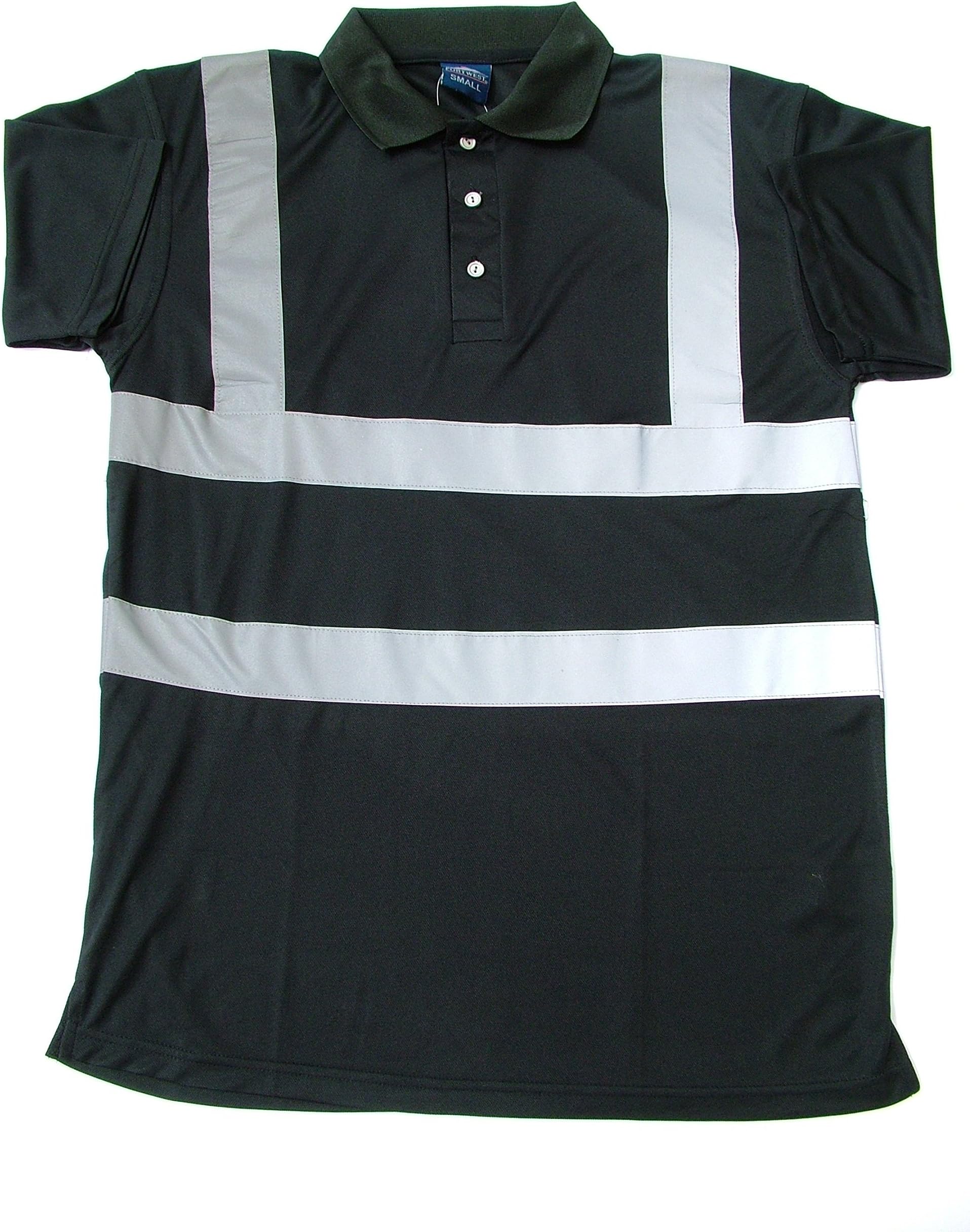 Black High Vis Polo Shirt - Security Printed - L