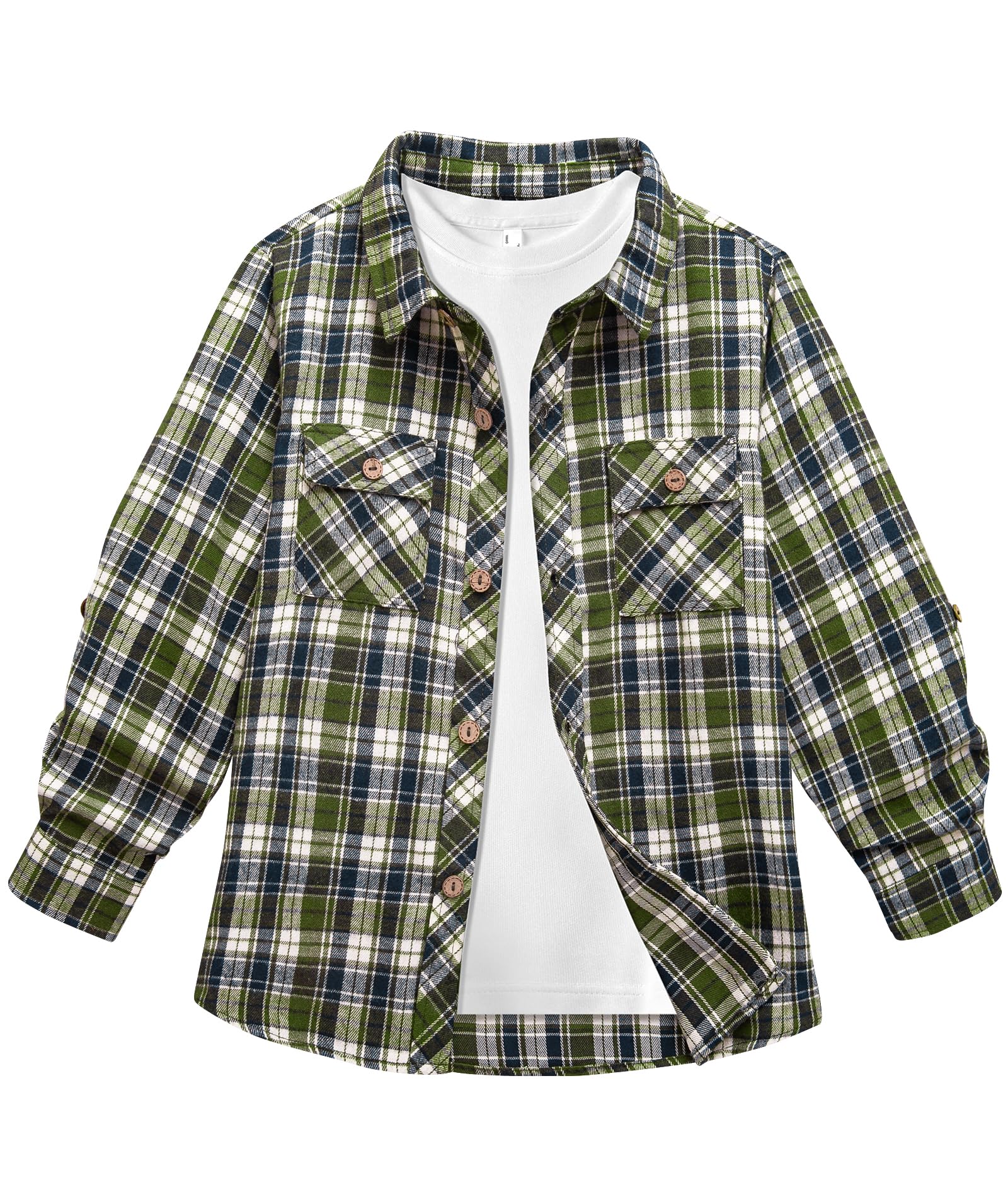 JACKETOWN Hemd Kinder Jungen Langarm Kariertes Hemd Kinder Button Down Casual Top Baumwoll Hemden Kinder Oberteil Shirt Mit Brusttasche