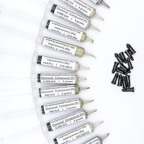 Miniatura 10 de TechDiamondTools Kit de 10 pastas de pulido compuesto de pulido de diamantes, hechas en Estados Unidos, grano 200,000 a 400 para mármol, vidrio,